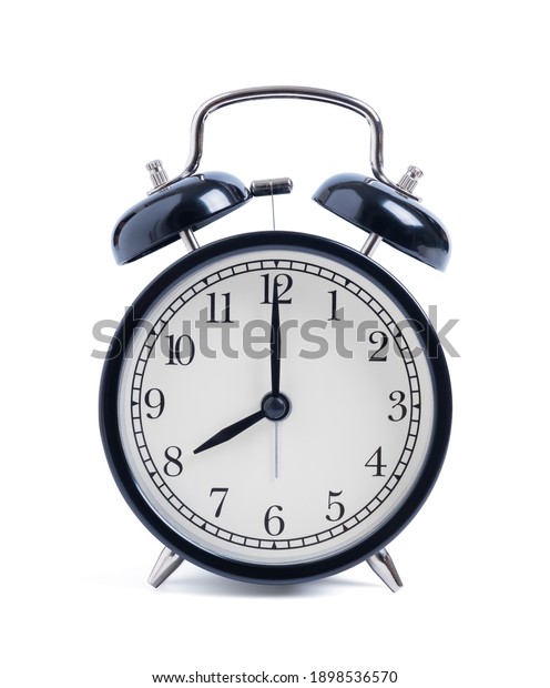 Closeup Retro Black Alarm Clock Isolated Stock Photo (Edit Now) 1898536570