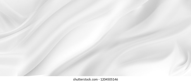 Closeup of rippled white silk fabric - Shutterstock ID 1204505146