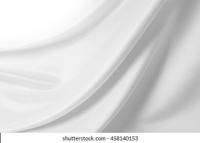 Closeup Of Rippled White Silk Fabric