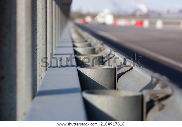close-up road bump fence on\
the track