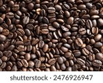 Close-up of roasted Arabica coffee beans