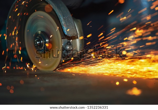 Closeup Rotation Disk Angle Grinder During Stock Photo (Edit Now ...