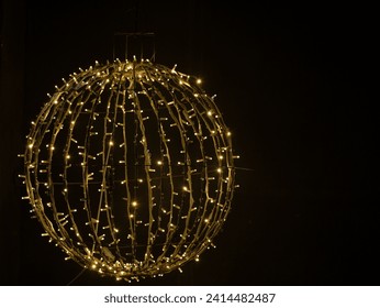 Closeup round LED glowing balls isolated on black background - Powered by Shutterstock