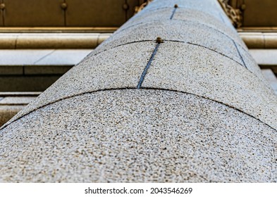 Closeup Of A Rounded, Stone Pillar. 