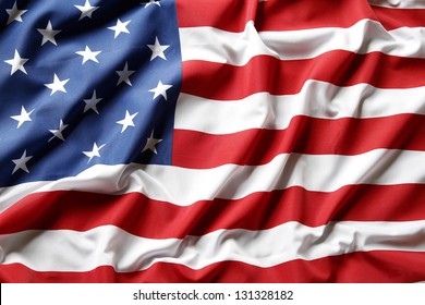 Closeup of ruffled American flag - Shutterstock ID 131328182