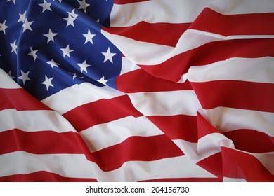 Closeup Ruffled American Flag Stock Photo 204156730 