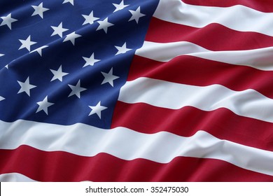 Closeup of ruffled American flag - Shutterstock ID 352475030