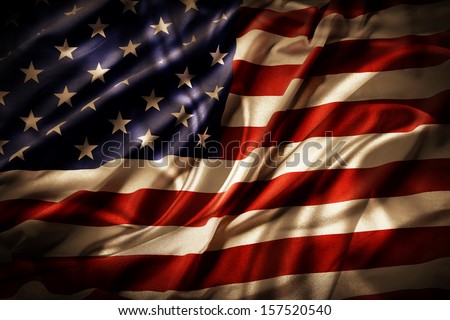 Closeup of ruffled American flag 