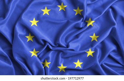 Closeup Of Ruffled Europe Flag 