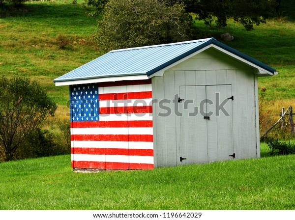 Closeup Rural Shed Outbuilding American Flag Stock Photo Edit Now