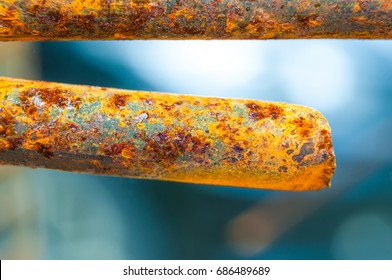 Closeup To Rust On Iron Rod, Iron Oxide