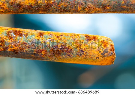 Closeup to Rust on Iron Rod, Iron Oxide