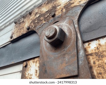 A closeup of rusty bolts