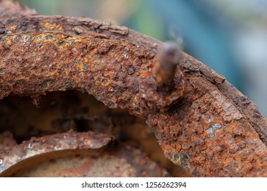 Close-up of rusty nut and bolts ,Old rusty bolts and steel nuts