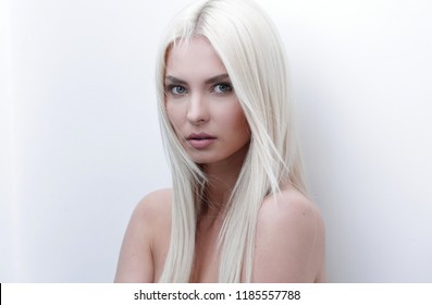 Close-up of a sad beautiful blonde woman