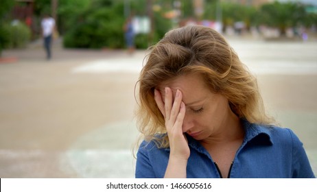 Closeup, Sad Young Woman In Depression, Outdoors. Negative Emotions, Facial Expression, Sense , Of Body Language