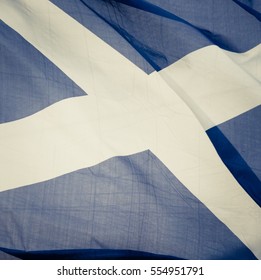 Closeup Of The Saltire Flag Of Scotland