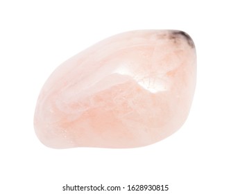 closeup of sample of natural mineral from geological collection - tumbled Morganite (Vorobyevite, pink Beryl) gem stone isolated on white background - Shutterstock ID 1628930815