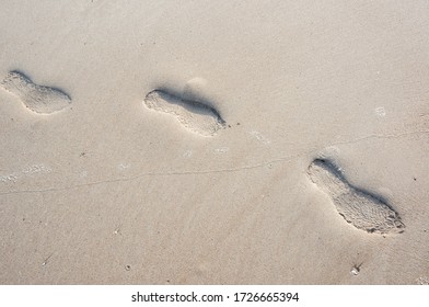 Closeup Of Sand Texture With Human Shoe Prints At The Casuarina Coastal Reserve Beach In The Northern Territory Of Australia