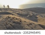 Closeup of sands of the desert , close up view desert sands background, sealine and khor al udaid beach area South, Doha Qatar