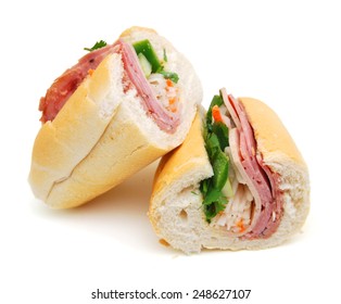 Closeup of sandwiches isolated on white background 
