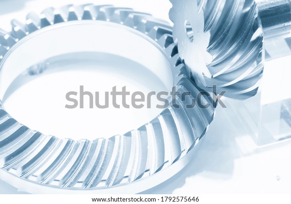 The close-up scene of differential\
gear part. The automotive transmission concept\
.