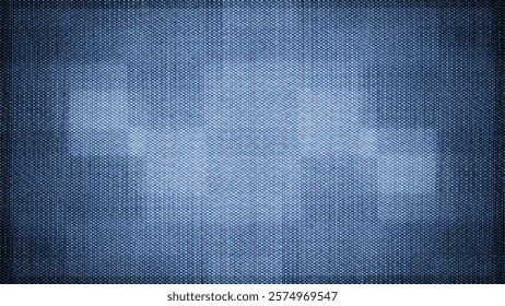 close-up of the screen texture of an old VHS video tape file, with a blue color dot background and a grainy film effect. Photo overlay via blend mode or half dot print layer.