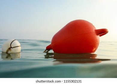 Closeup Of Sea Buoy, Photo From Ocean Surface Level.