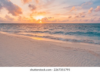 Closeup sea sand beach. Beautiful beach landscape. Inspire tropical beach seascape horizon. Dreamy sunset sky calm tranquil relax sunrise summer mood. Positive energy meditation summer tropical island - Powered by Shutterstock