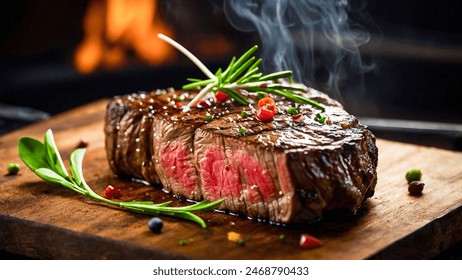 Close-up of a seared steak
