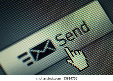 Close-up Of A Send Button And Na Hand Mouse Cursor