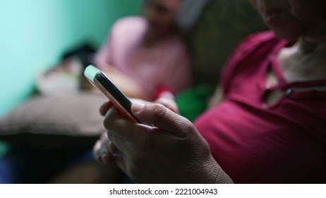 Closeup Senior Woman Hands Holding Phone