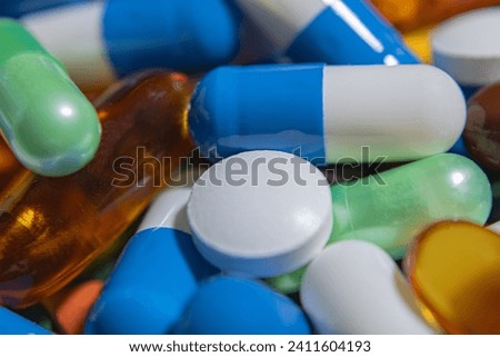 Closeup of set of medications and pills