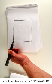 Close-up of sheet with drawing Object on a White Background
