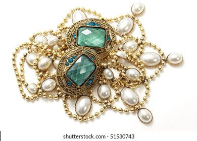 Closeup Of Shiny Vintage Jewelry
