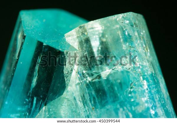Closeup Shot Aquamarine Crystal On Dark Stock Photo (Edit Now) 450399544