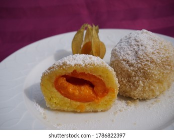 A Close-up Shot Of The Austrian National Dish Apricot Dumpling