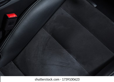 A Closeup Shot Of The Black Seat Texture Of A Modern Car