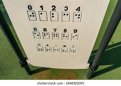 A Closeup Shot Of Braille Numbers Outdoors