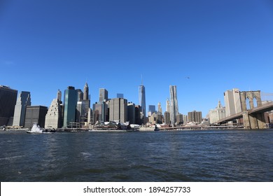 A Closeup Shot Of A Bridge Over The River In New York City, The USA