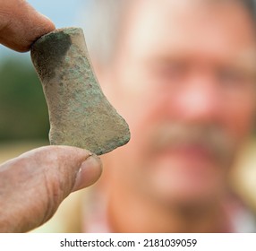 A Closeup Shot Of Bronze Age Axe In Denmark