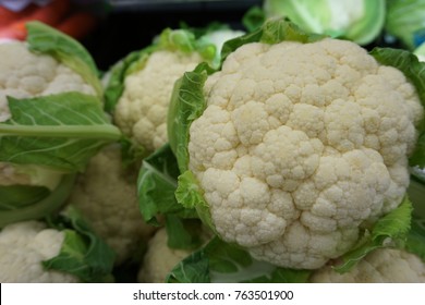 Close-up Shot of Cauliflower Head. High Resolution Image.