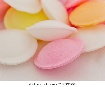 A Closeup Shot Of Colorful Sweet Flying Saucer Candies