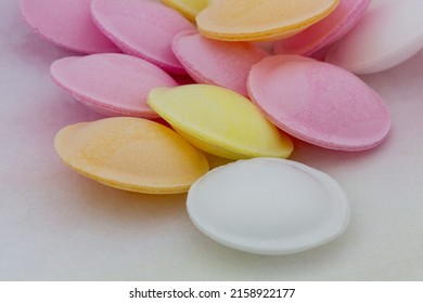 A Closeup Shot Of Colorful Sweet Flying Saucer Candies