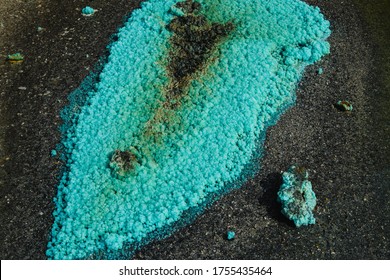 A closeup shot of Copper sulphate at Rio Tinto mining park in Spain