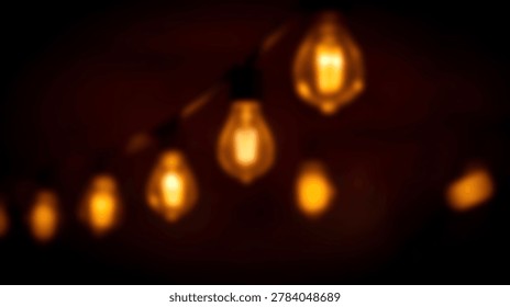 A close-up shot of decorative string lights hanging in a dark room, creating a warm and inviting ambiance. The soft glow of the bulbs adds a touch of elegance.
