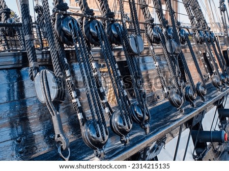 A closeup shot of the details of USS Constitution, Boston MA, USA