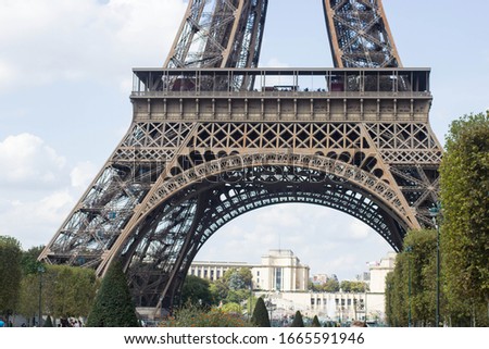 Close-up shot of Eiffel tower, Paris, France.