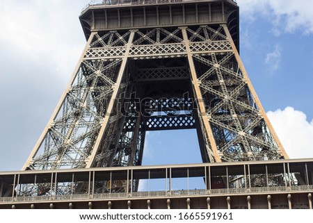 Close-up shot of Eiffel tower, Paris, France.