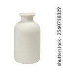 Close-up shot of an empty small ceramic vase isolated on white background